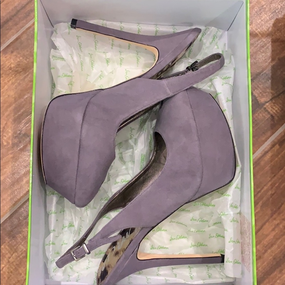 Sam Edelman suede peep toe sling back pumps